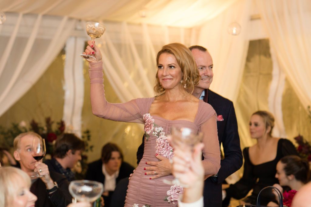 Jenny and Don's birthday weekend in Aspen: Jenny raising a toast