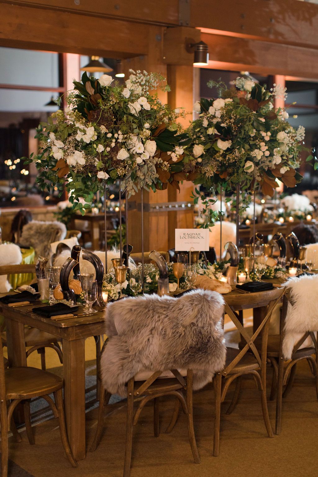 Jenny and Don's birthday weekend in Aspen: a Viking dinner table at the Sundeck