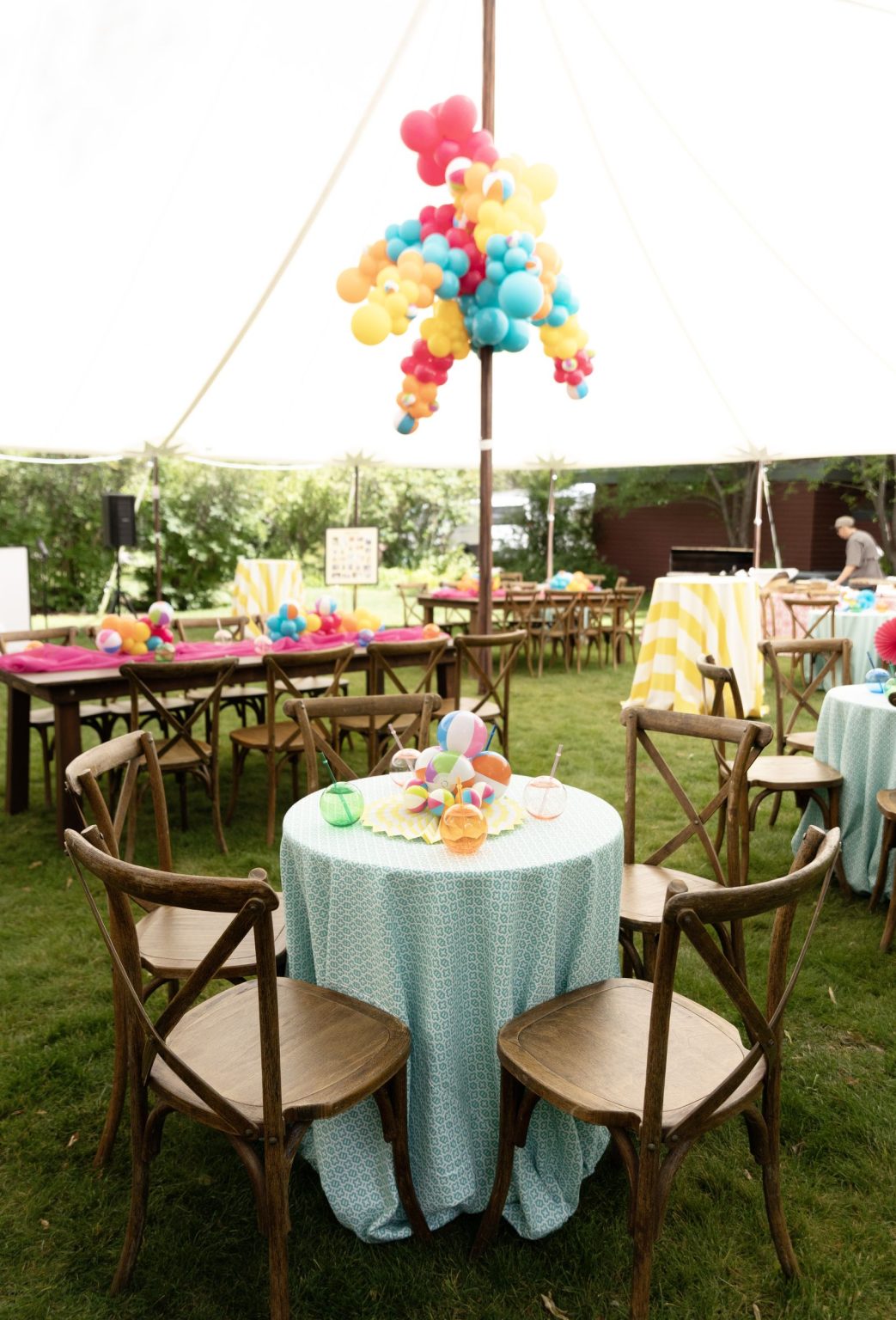 Mountain-meets-the-waves 70th birthday garden party in Aspen