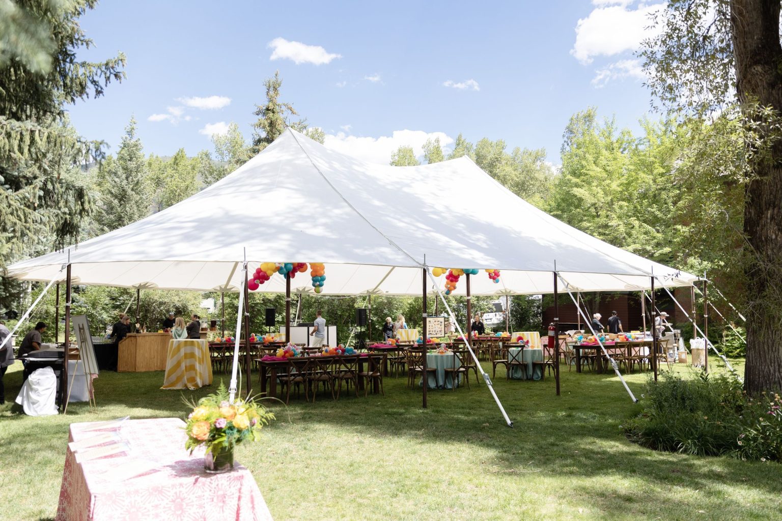 Mountain-meets-the-waves 70th birthday garden party in Aspen