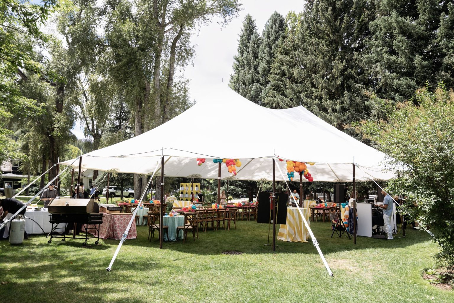 Mountain-meets-the-waves 70th birthday garden party in Aspen