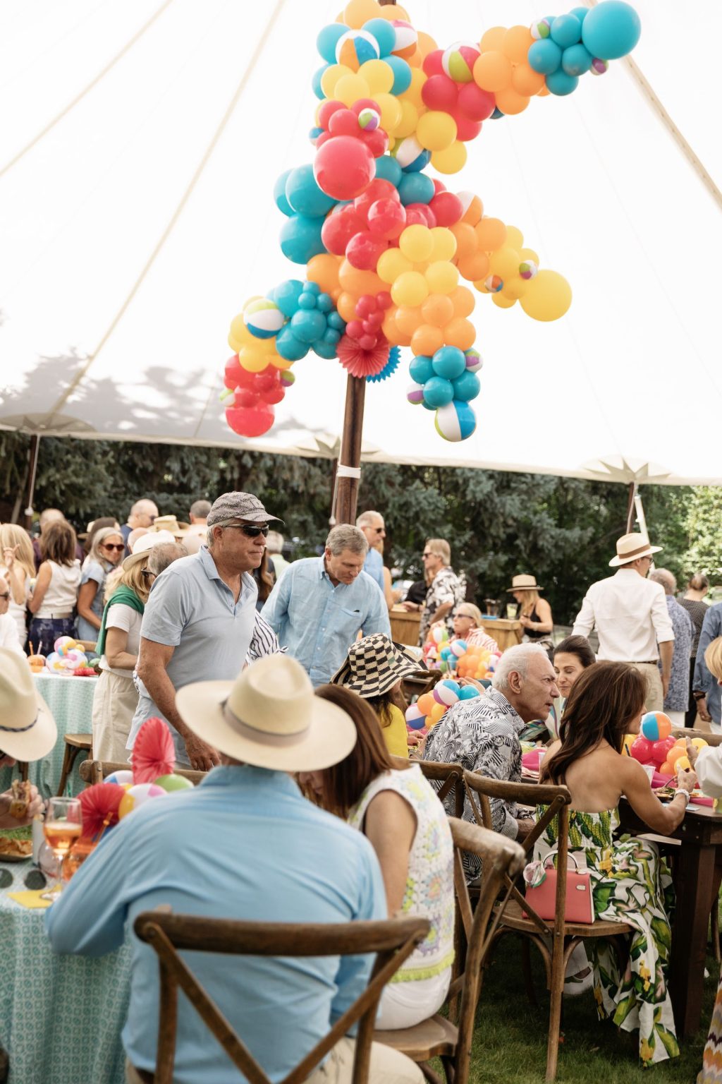 Mountain-meets-the-waves 70th birthday garden party in Aspen