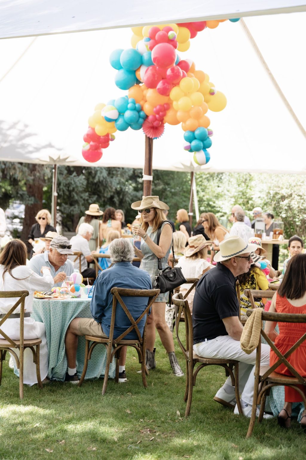 Mountain-meets-the-waves 70th birthday garden party in Aspen