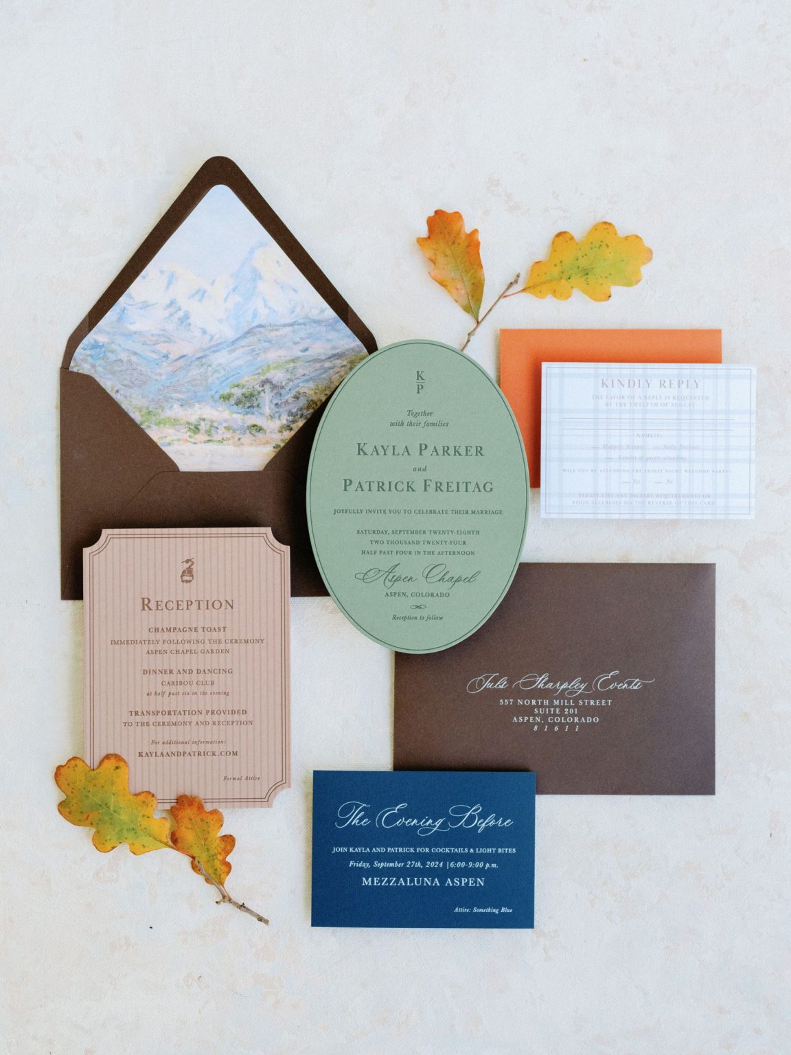 Kayla & Patrick's wedding at the Aspen Chapel and the Caribou Club: the invitation suite