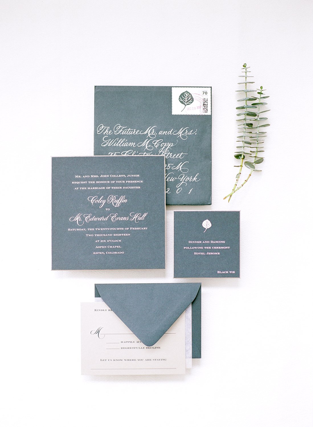 Coley & Teddy's wedding at the Aspen Chapel and Hotel Jerome: the invitation suite