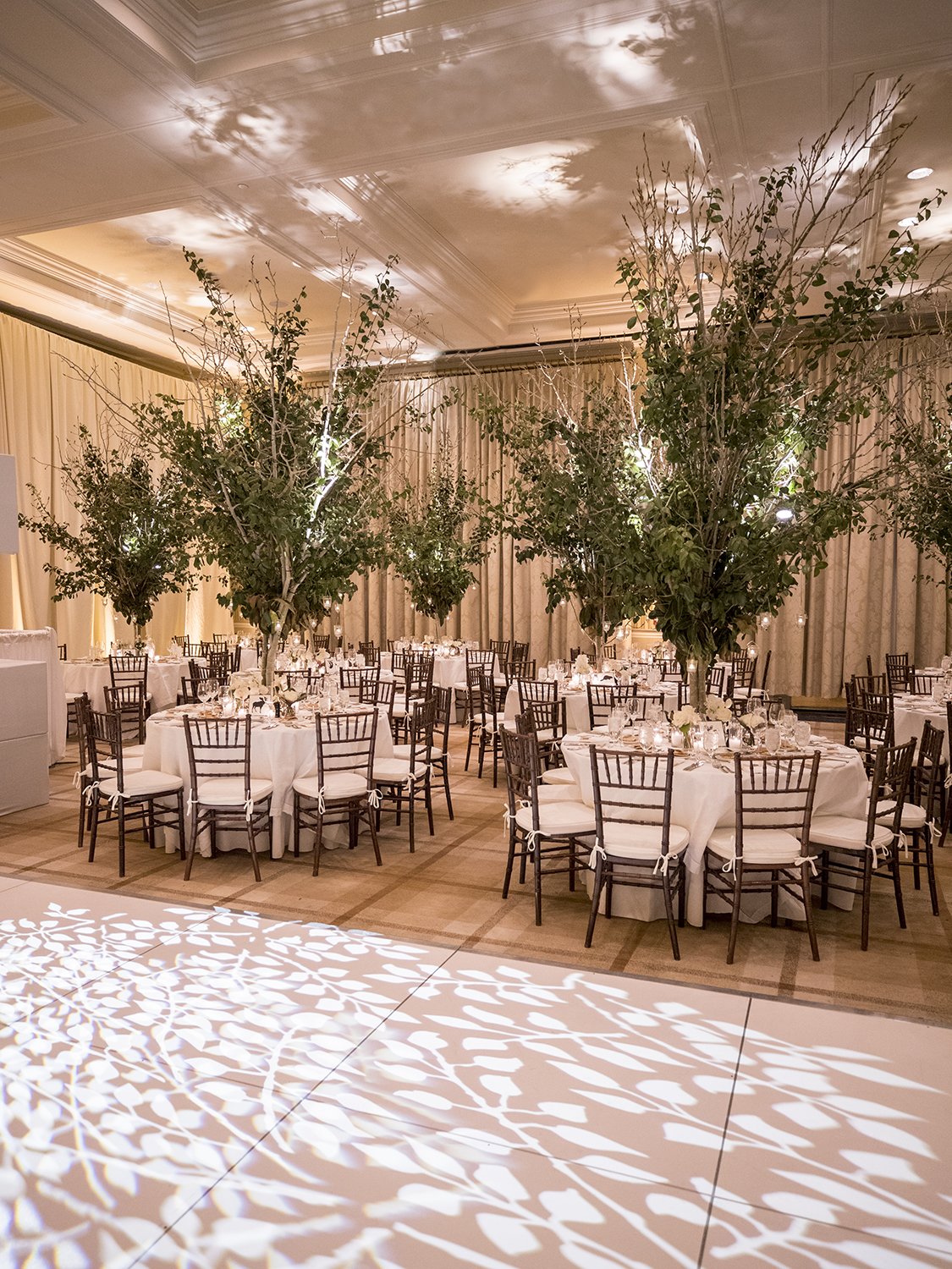 Coley & Teddy's wedding at the Aspen Chapel and Hotel Jerome: the ballroom set for dinner