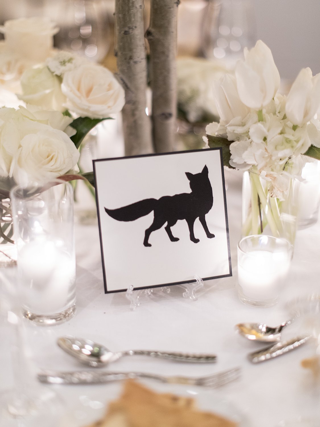 Coley & Teddy's wedding at the Aspen Chapel and Hotel Jerome: a table named for the fox