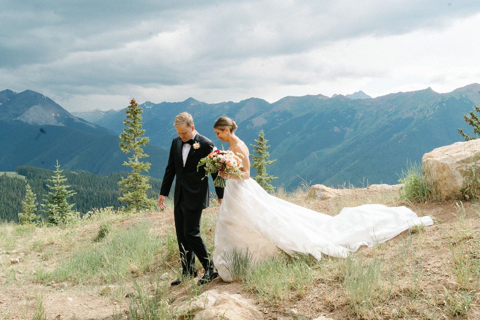 Natalie and Tyler's black-tie wedding at The Little Nell's Sundeck on Aspen Mountain