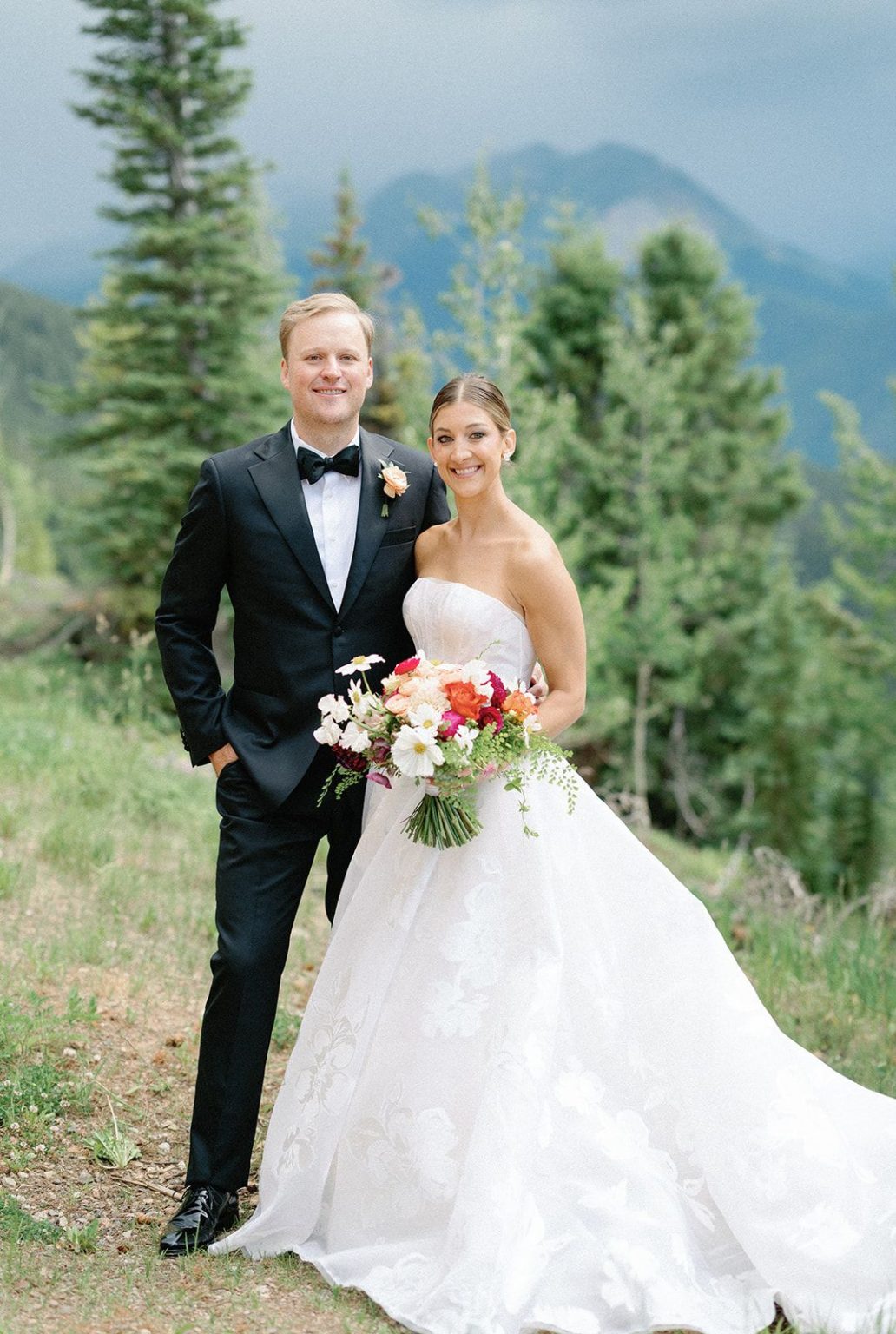 Natalie and Tyler's black-tie wedding at The Little Nell's Sundeck on Aspen Mountain