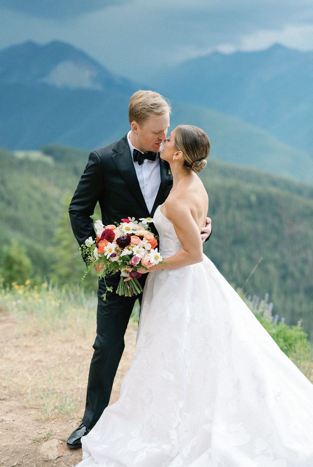 Natalie and Tyler's black-tie wedding at The Little Nell's Sundeck on Aspen Mountain