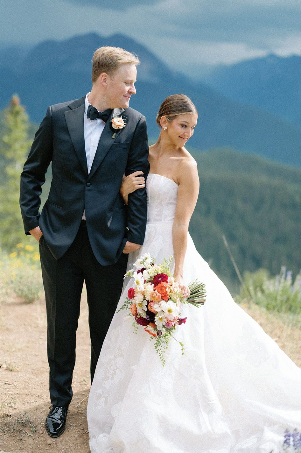 Natalie and Tyler's black-tie wedding at The Little Nell's Sundeck on Aspen Mountain