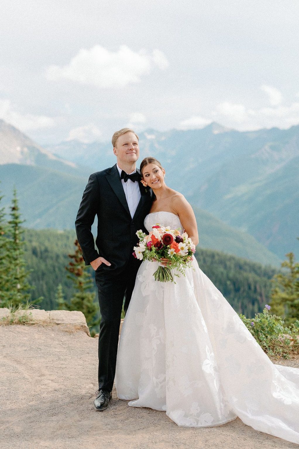 Natalie and Tyler's black-tie wedding at The Little Nell's Sundeck on Aspen Mountain