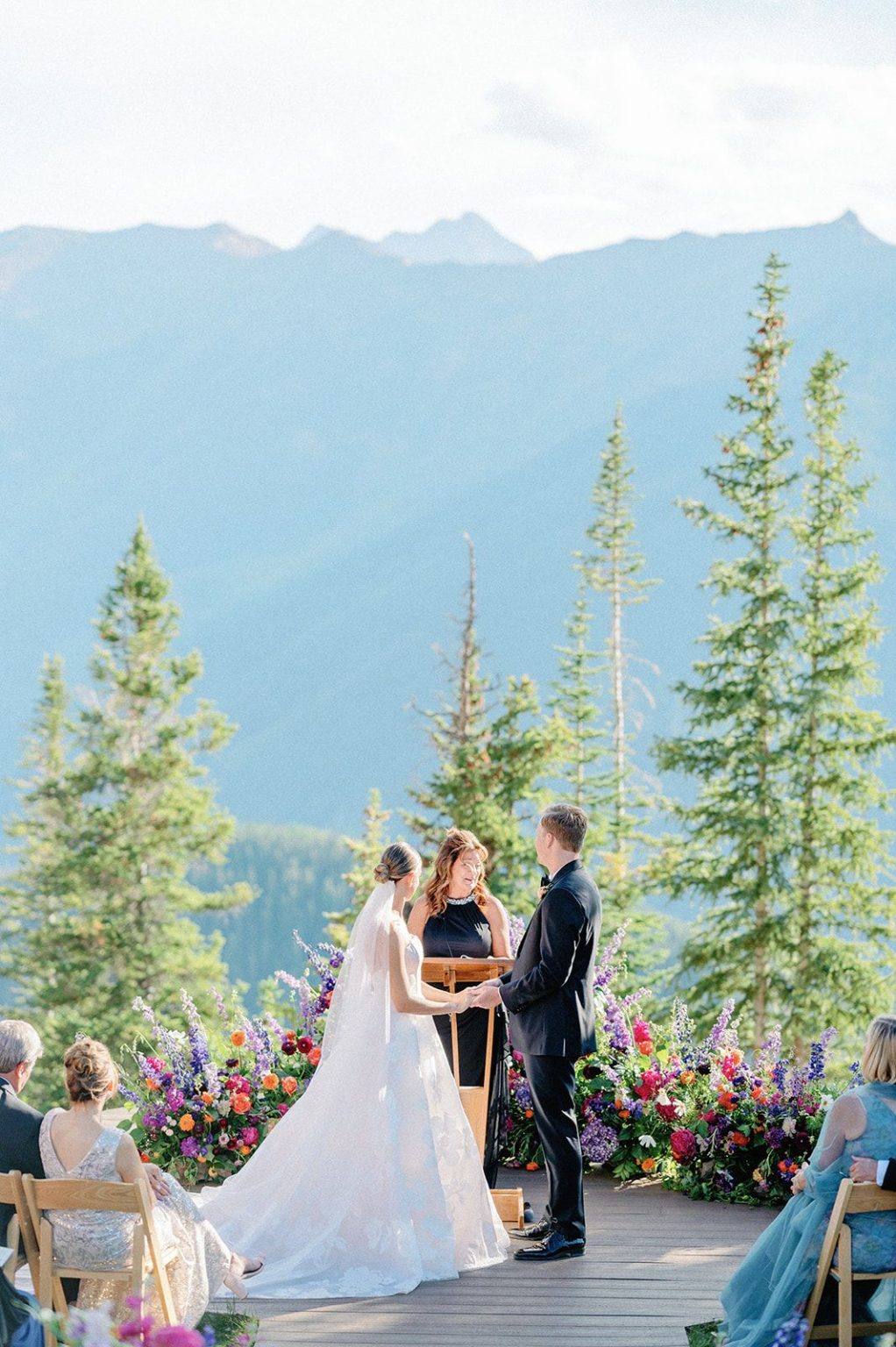 Natalie and Tyler's black-tie wedding at The Little Nell's Sundeck on Aspen Mountain