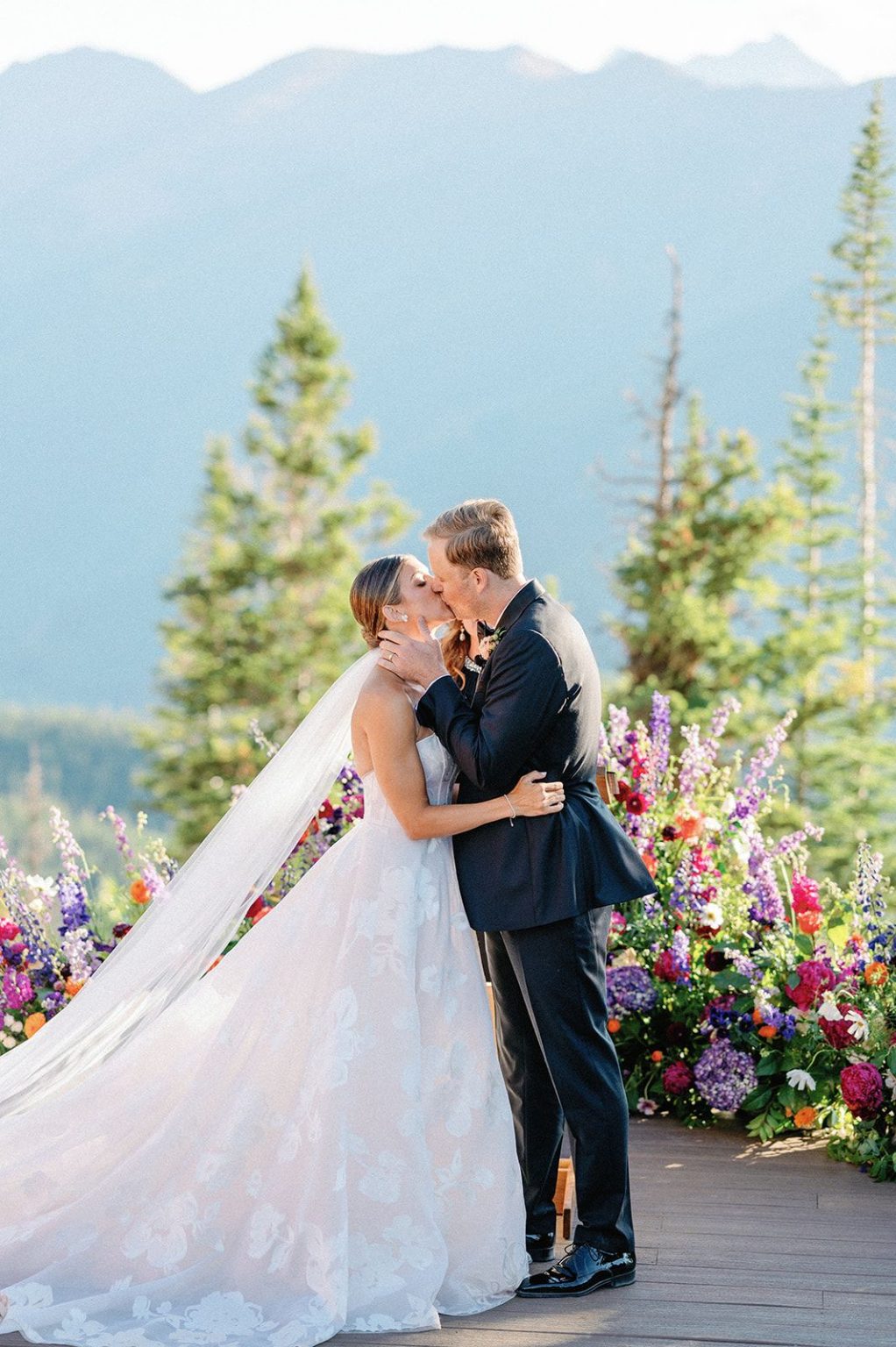 Natalie and Tyler's black-tie wedding at The Little Nell's Sundeck on Aspen Mountain
