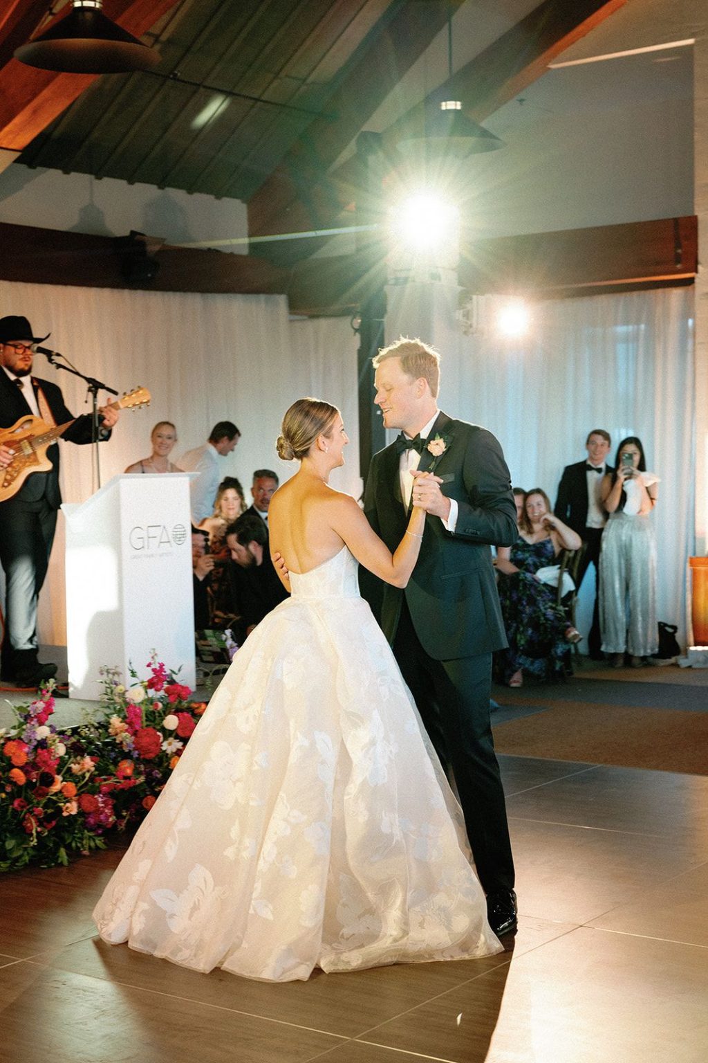 Natalie and Tyler's black-tie wedding at The Little Nell's Sundeck on Aspen Mountain