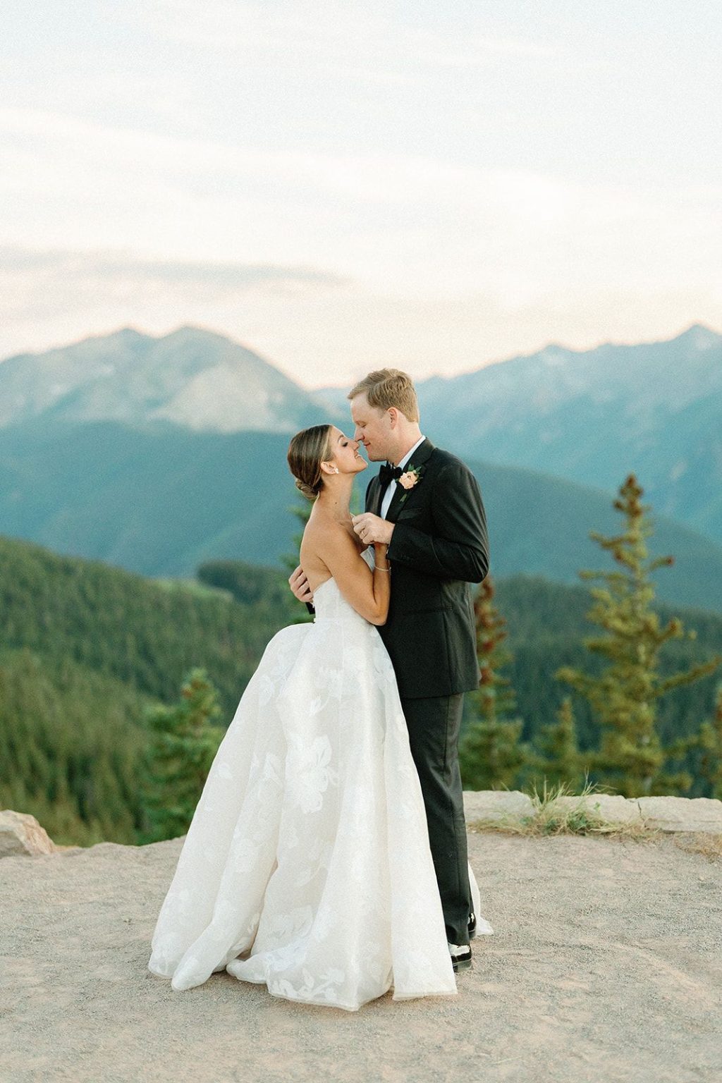 Natalie and Tyler's black-tie wedding at The Little Nell's Sundeck on Aspen Mountain