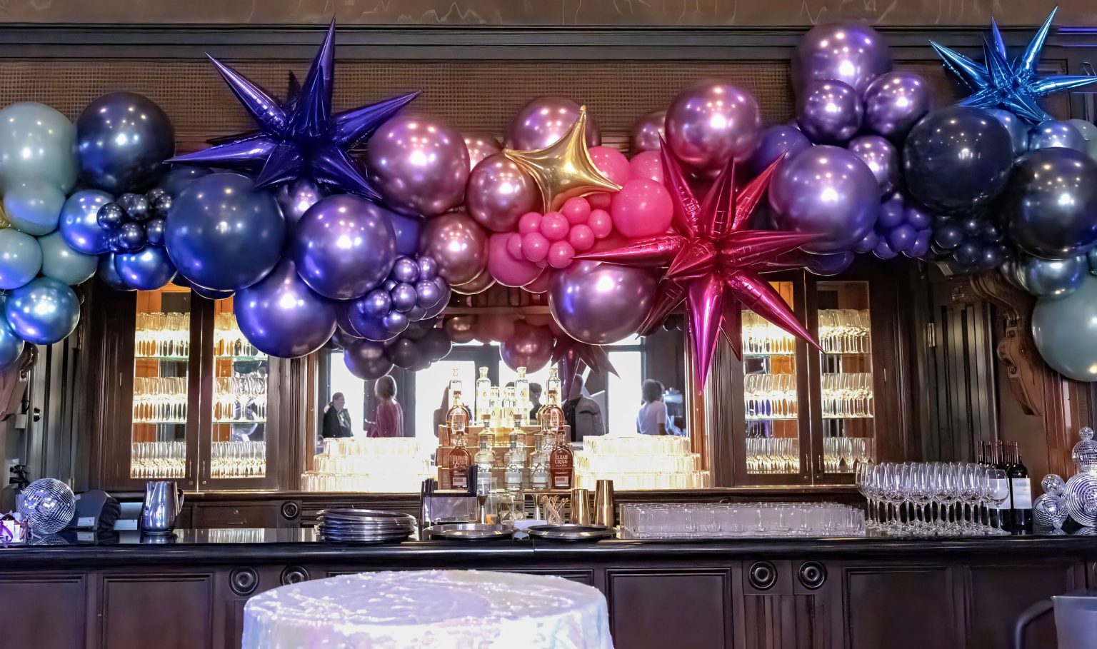 Wildest Dreams, the Aspen Youth Center gala at Hotel Jerome: balloon garland over the lounge