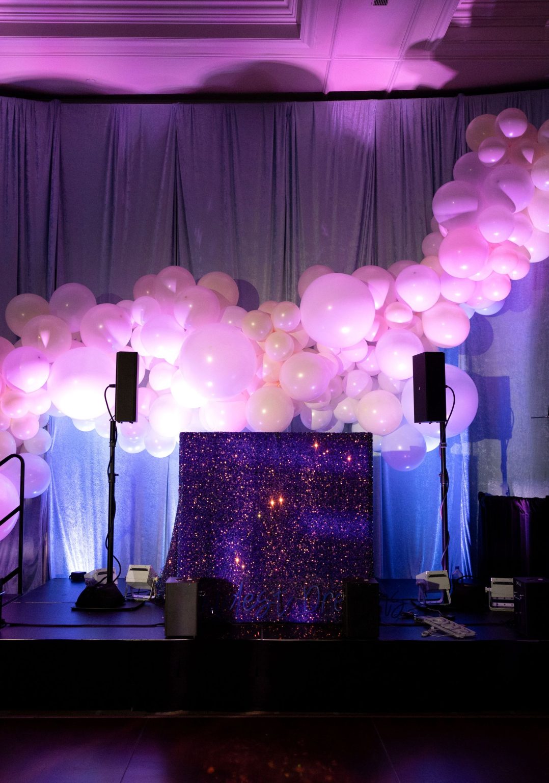 Wildest Dreams, the Aspen Youth Center gala at Hotel Jerome: a lounge corner with disco balls
