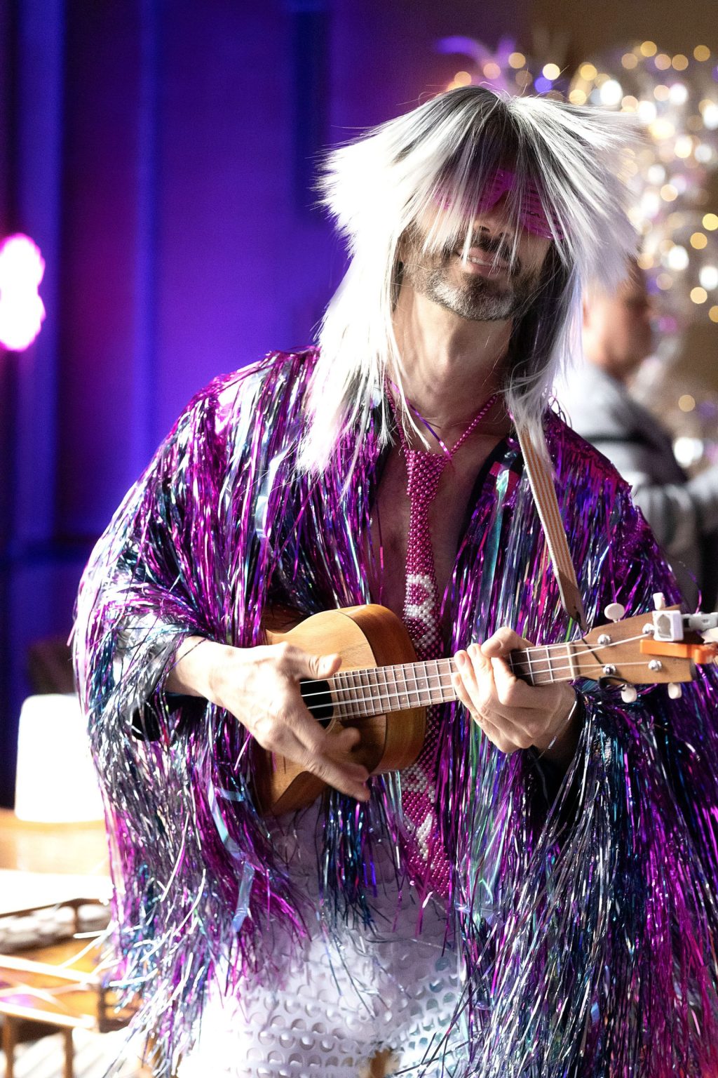 Wildest Dreams, the Aspen Youth Center gala at Hotel Jerome: an Art of Air performer in a sequined cape