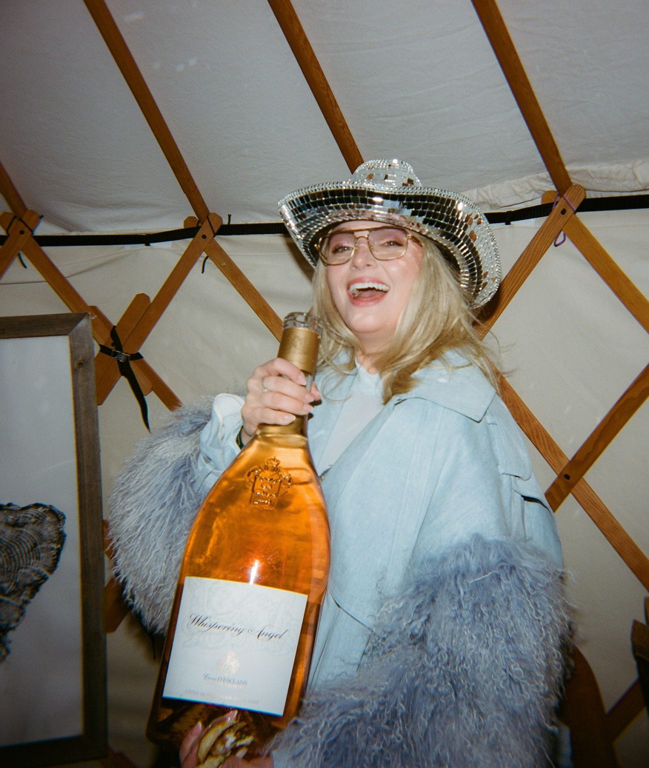 Hayley's Aspen bachelorette weekend: champagne in the yurt at Snow Lodge