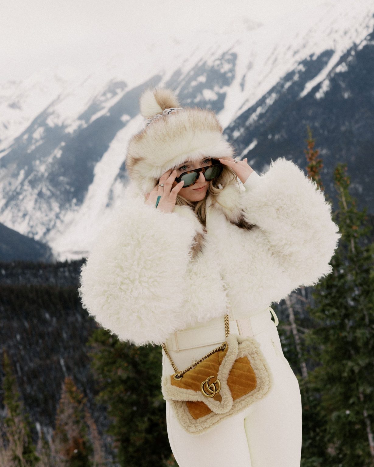 Hayley's Aspen bachelorette weekend: Hayley on top of Aspen Mountain