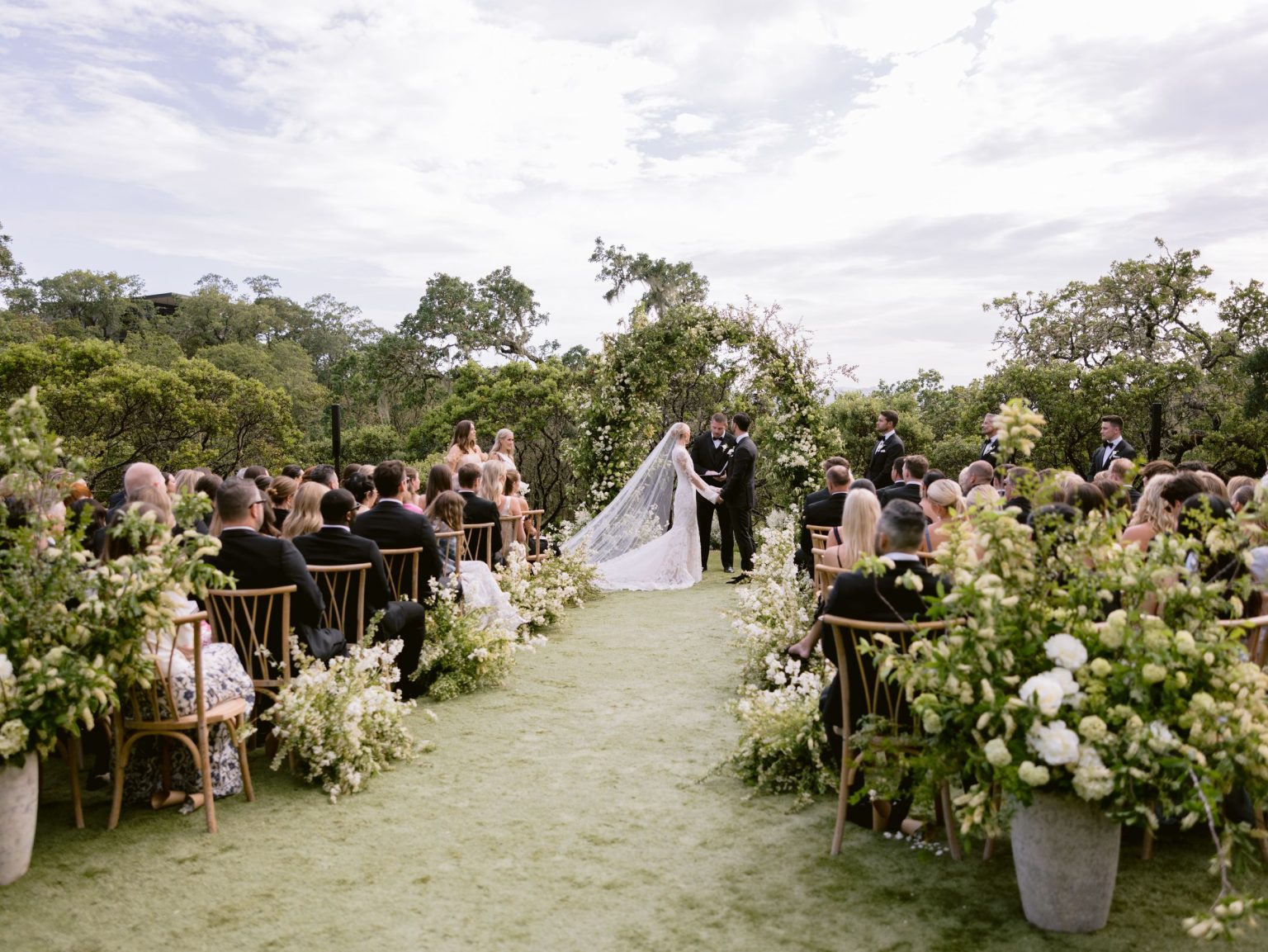 Sydney and Keaton's destination wedding at Montage Healdsburg, California: the ceremony on the Oak Lawn