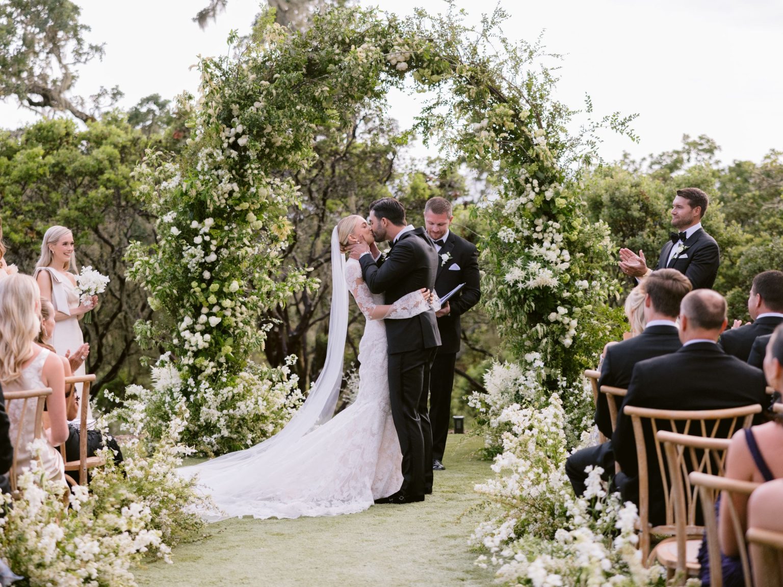 Sydney and Keaton's destination wedding at Montage Healdsburg, California: the ceremony on the Oak Lawn
