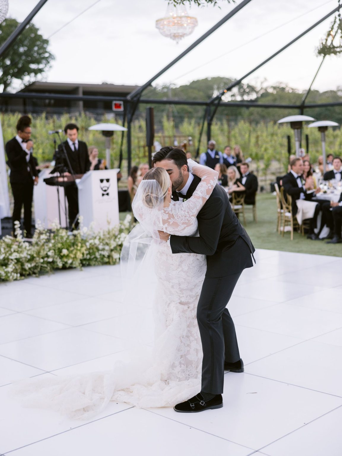 Sydney and Keaton's wedding at Montage Healdsburg, California: the first dance in the reception tent
