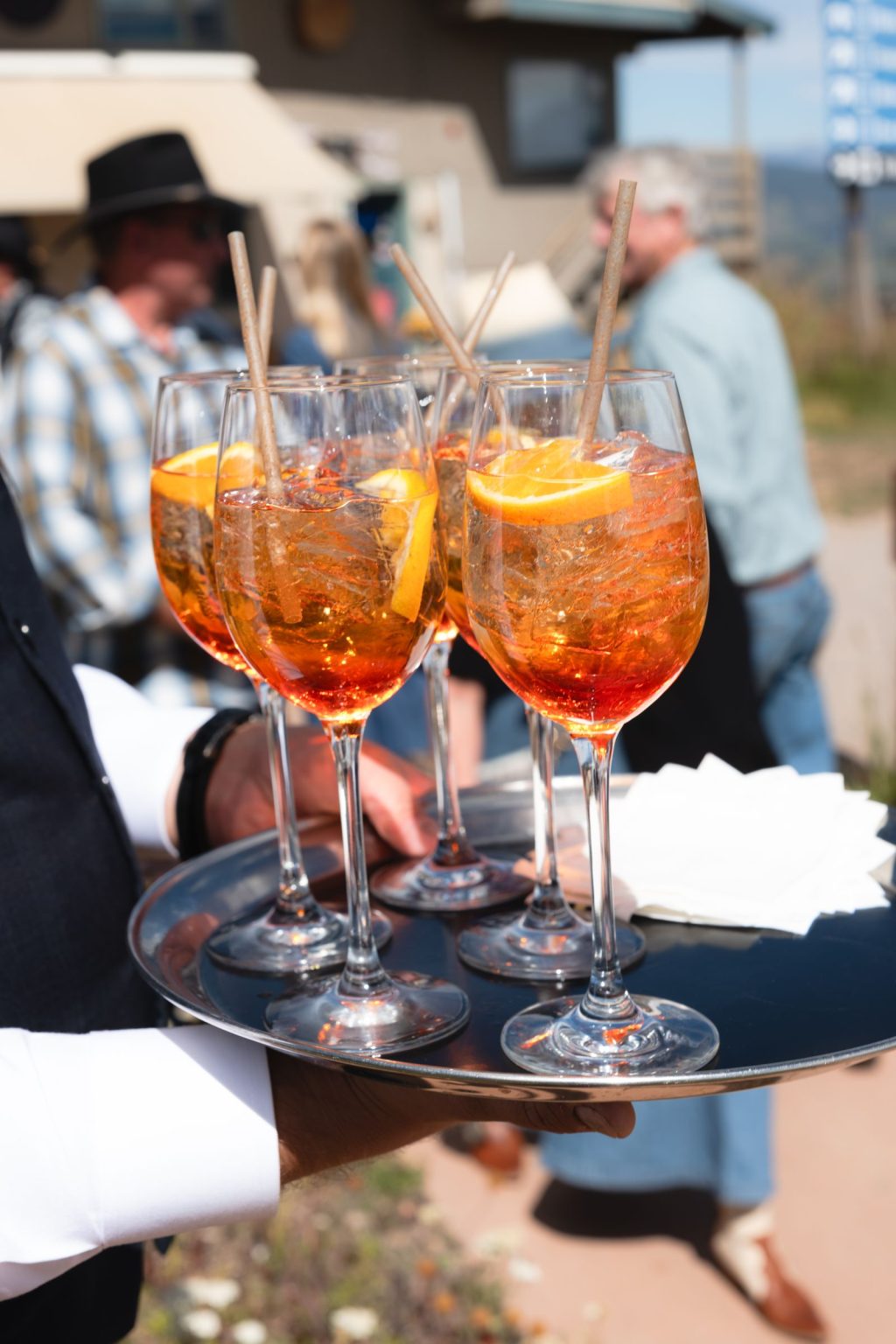 Addy & Nick's wedding at Hotel Jerome, Aspen: Aperol spritzes at the welcome party