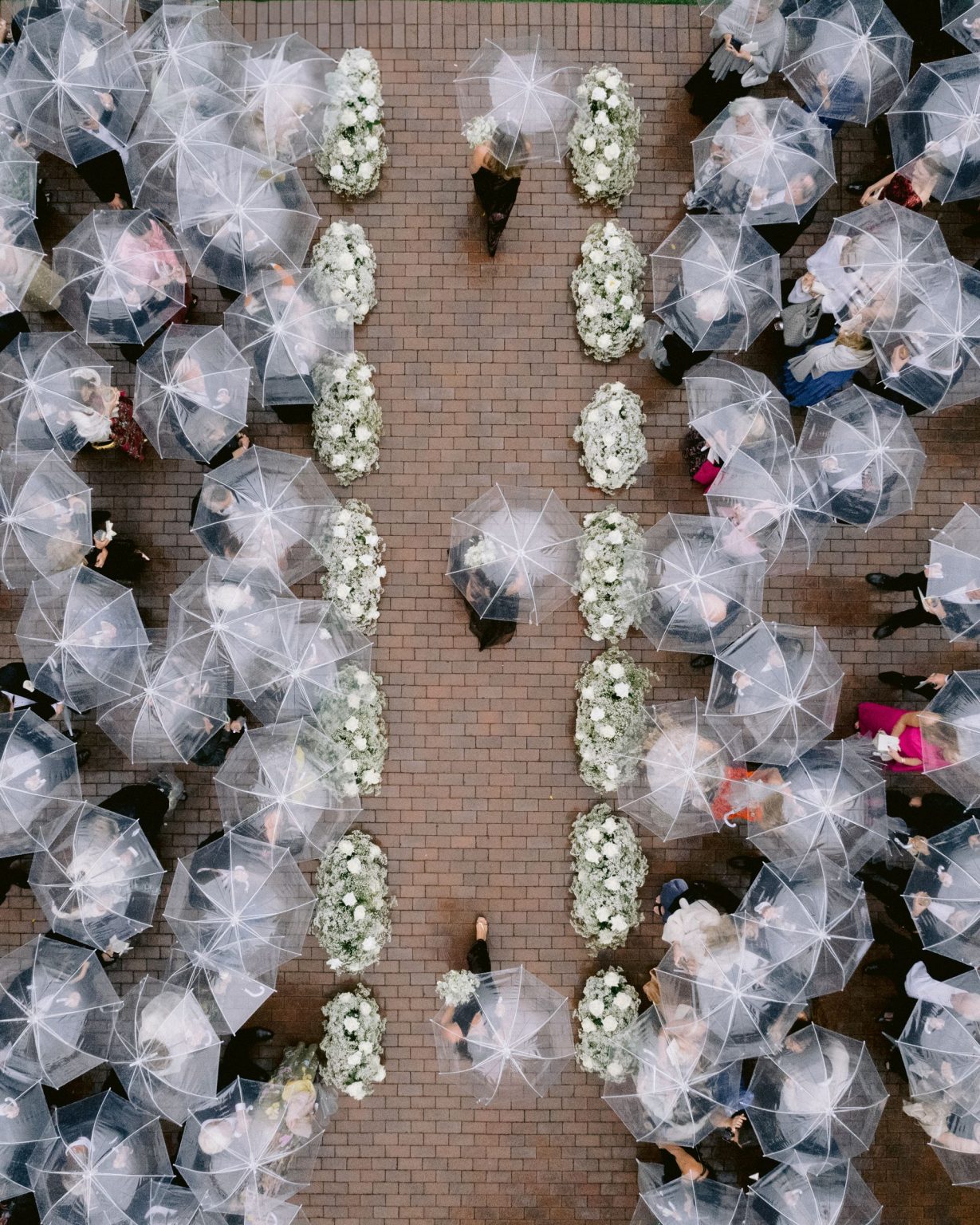 Addy & Nick's wedding at Hotel Jerome, Aspen: the ceremony aisle from above