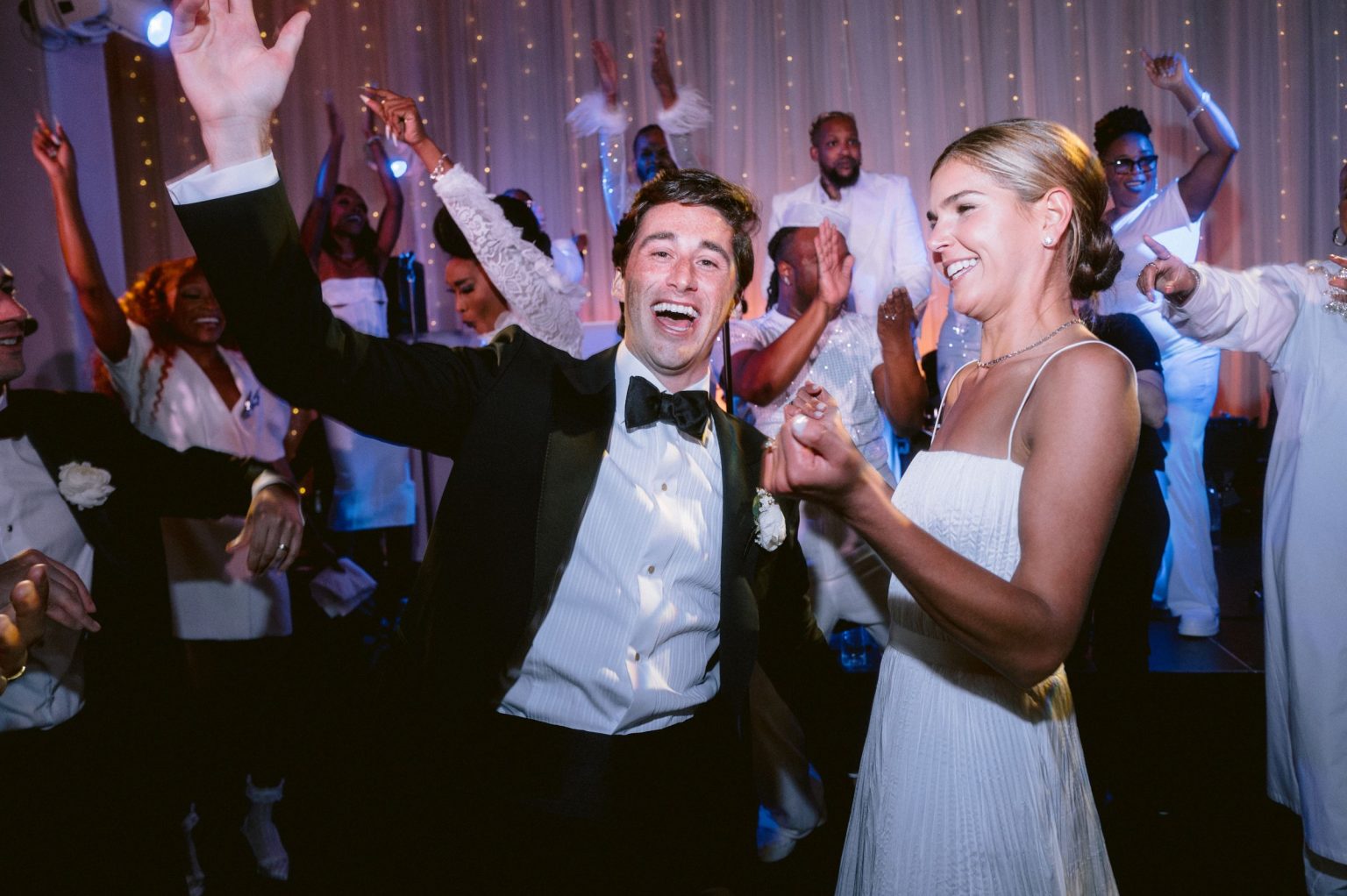 Addy & Nick's wedding at Hotel Jerome, Aspen: the first dance on the checkered dance floor