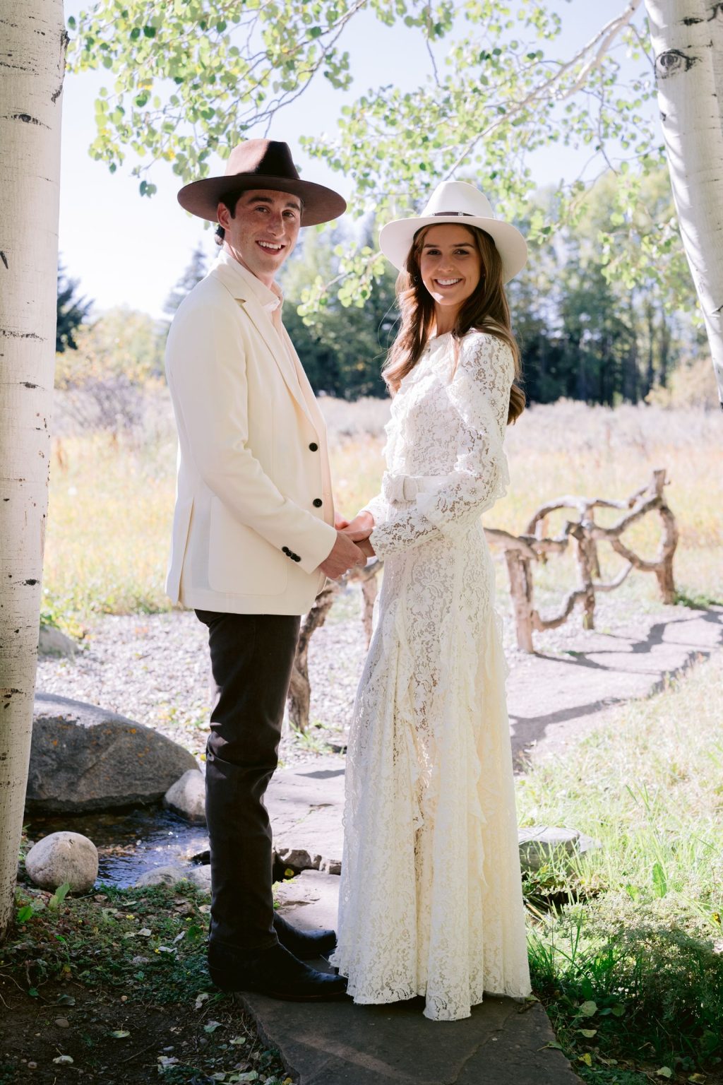 Addy & Nick's wedding at Hotel Jerome, Aspen: the couple at Aspen Meadows