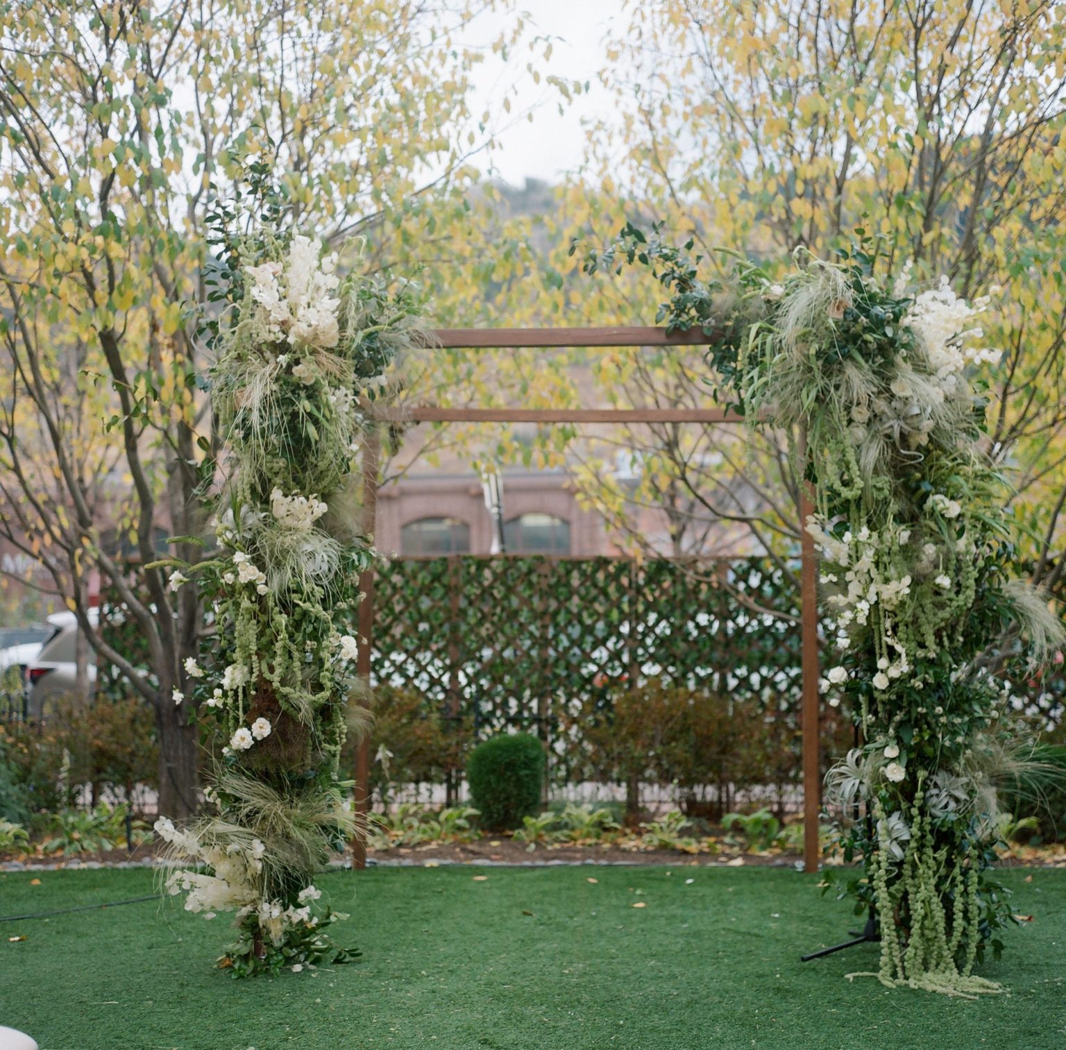 Abby & David's wedding at Hotel Jerome, Aspen: the chuppah in the courtyard