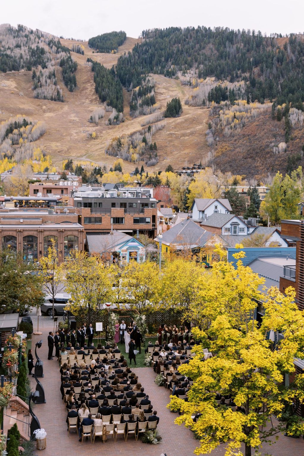 Abby & David's wedding at Hotel Jerome, Aspen: the ceremony from above