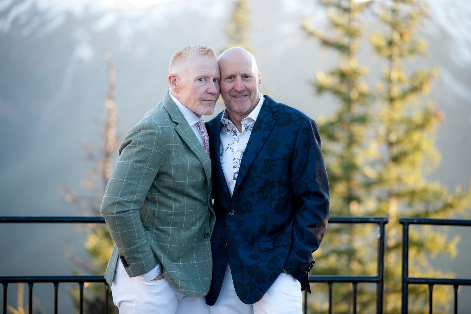 Jeff's 60th birthday on Aspen Mountain: Jeff and a friend on the terrace