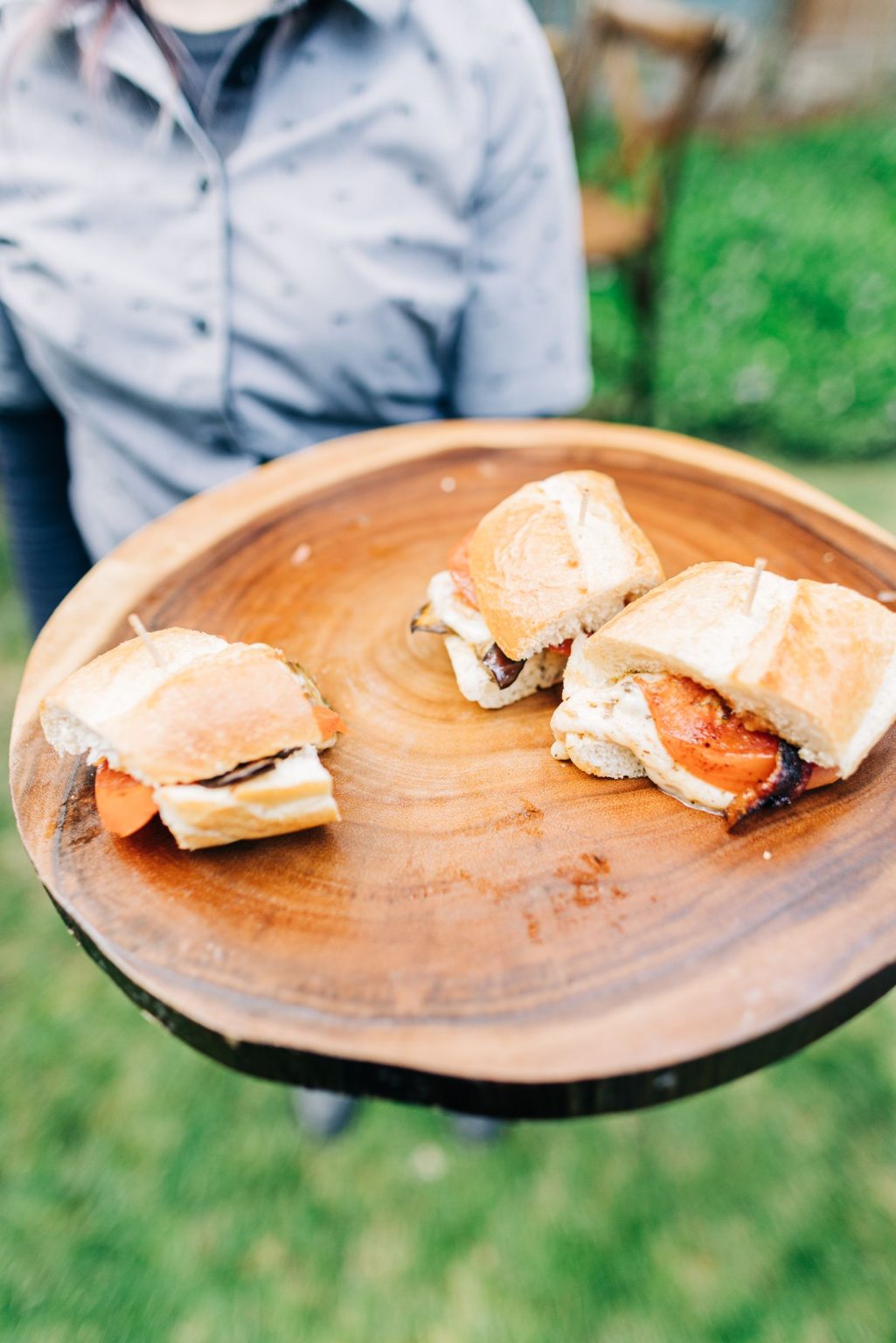 Julie & Tobias's wedding on the Northstar Preserve, Aspen: sandwiches from the asado