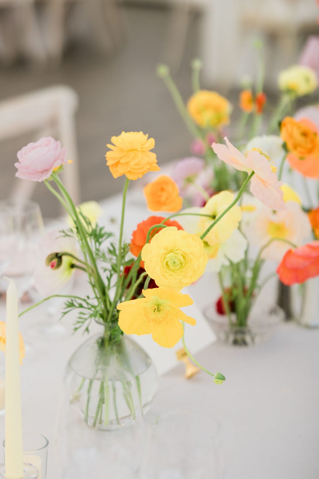 Julie & Tobias's wedding on the Northstar Preserve, Aspen: poppies in a bud vase