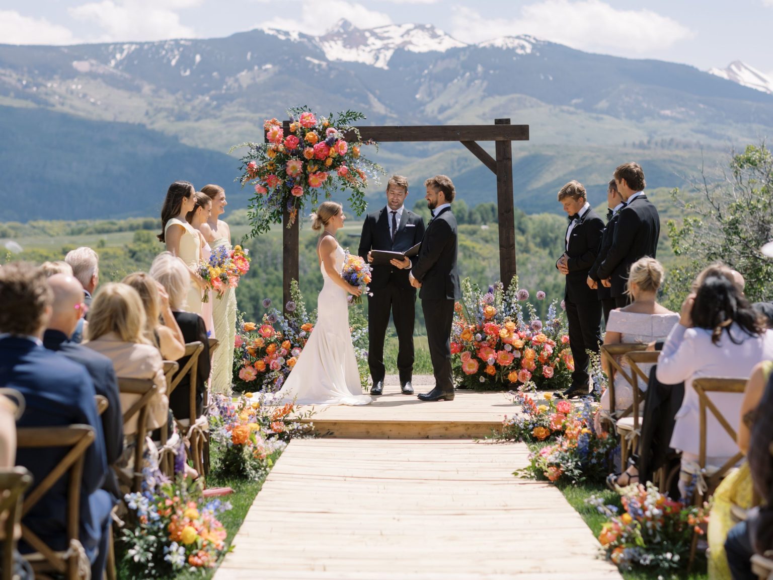 Clare and Kobe's McCabe Ranch wedding in Old Snowmass, Colorado: ceremony at Harry's Vista
