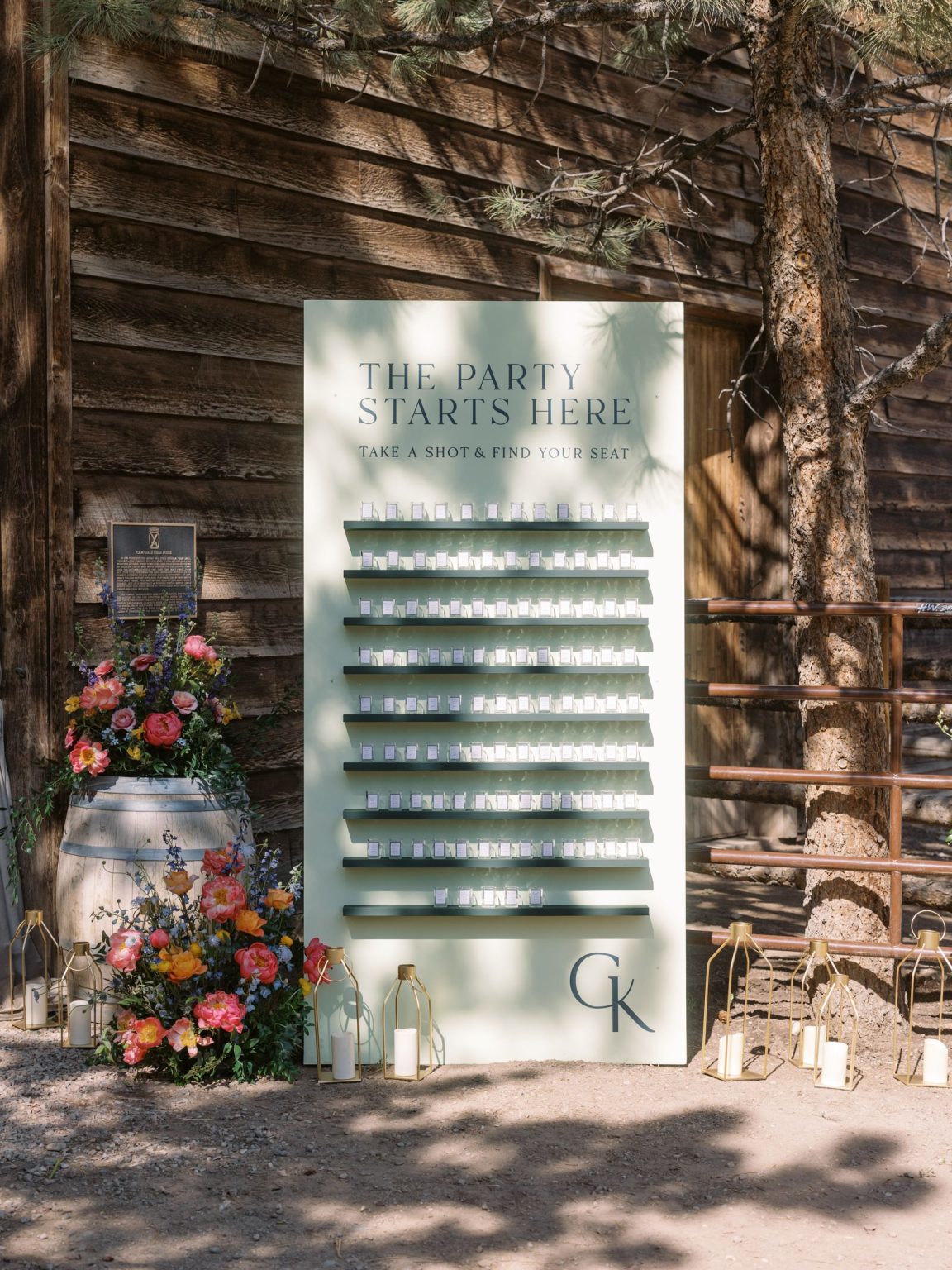 Clare and Kobe's McCabe Ranch wedding in Old Snowmass, Colorado: the escort display