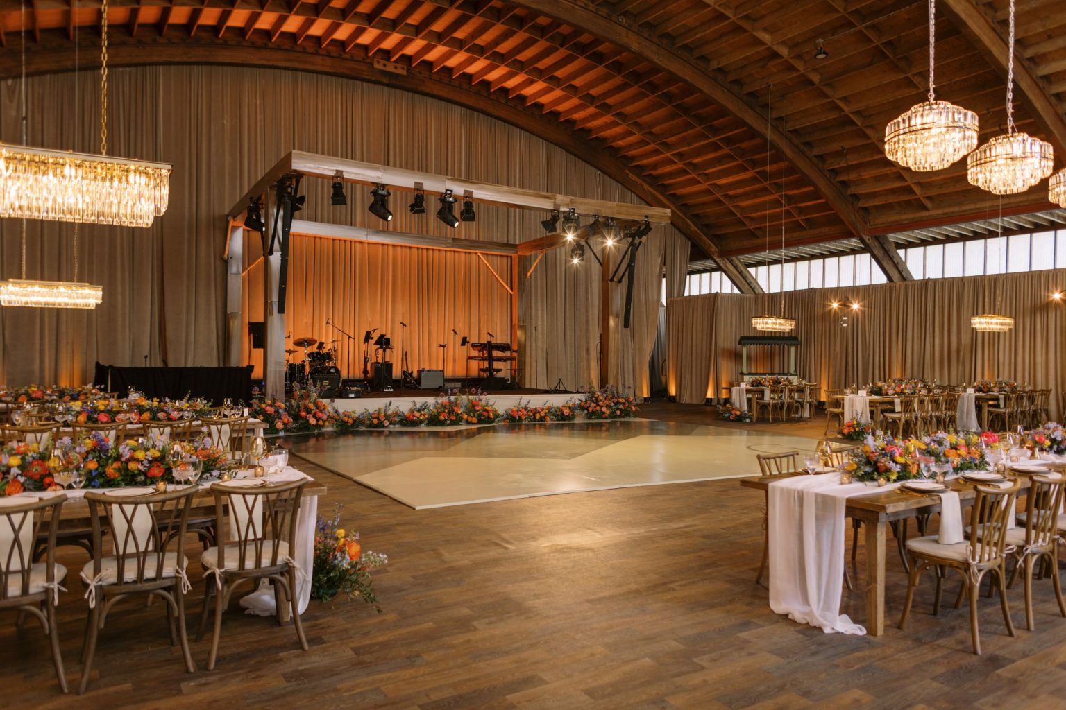 Clare and Kobe's McCabe Ranch wedding in Old Snowmass, Colorado: the dance floor ready for the reception