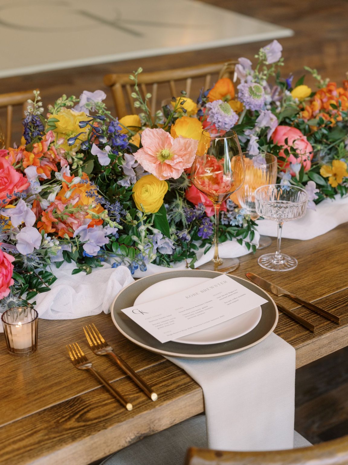 Clare and Kobe's McCabe Ranch wedding in Old Snowmass, Colorado: tabletop detail