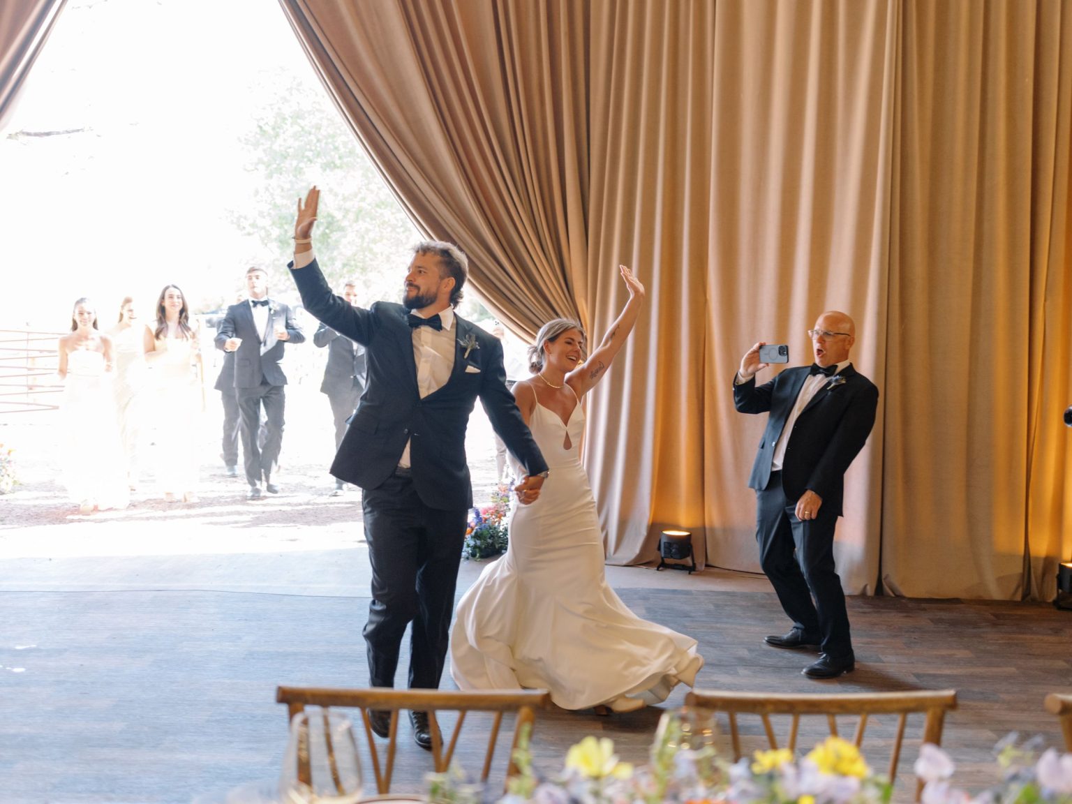 Clare and Kobe's McCabe Ranch wedding in Old Snowmass, Colorado: grand entrance