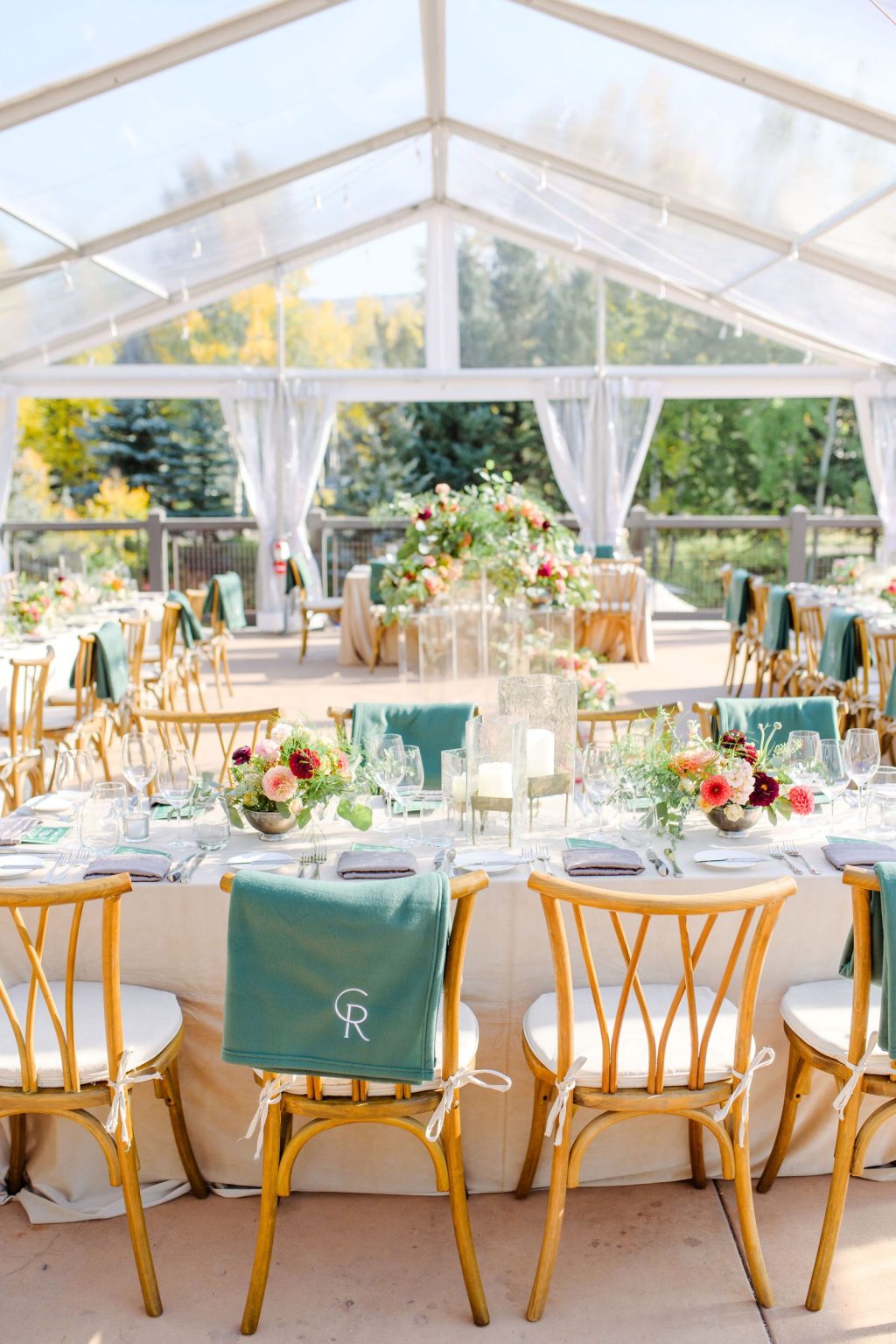 Ryann and Cole's wedding at the Snowmass Club, Snowmass Village: the clear-top reception tent