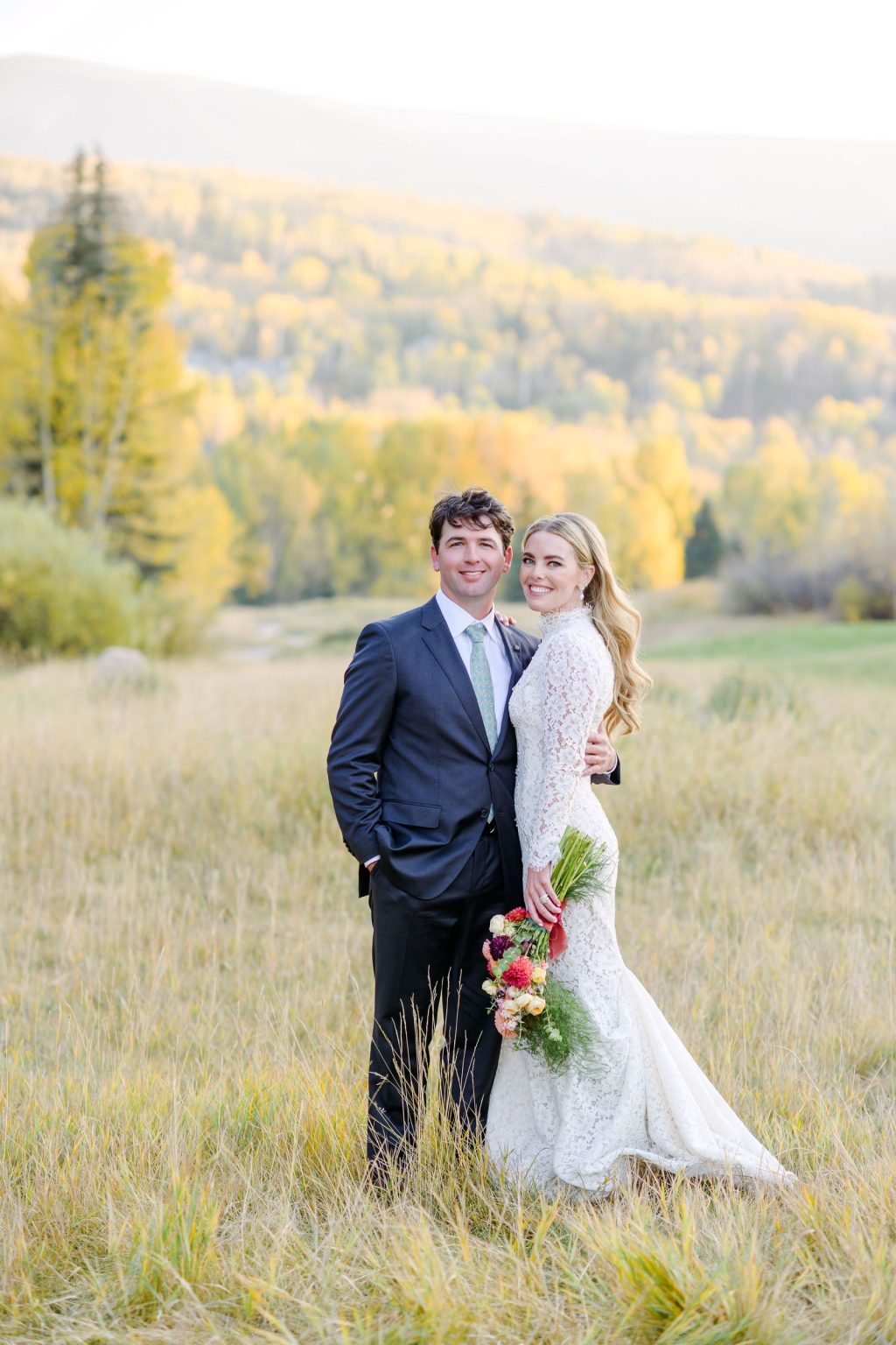 Ryann and Cole's wedding at the Snowmass Club, Snowmass Village: portraits in the meadow