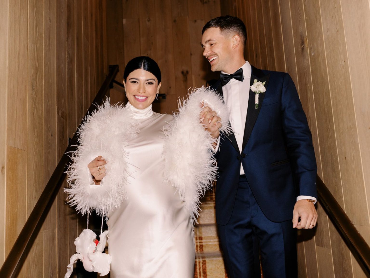 Marisa and Ashton's winter wedding at The St. Regis Aspen: dinner in the Red Room at Catch Steakhouse