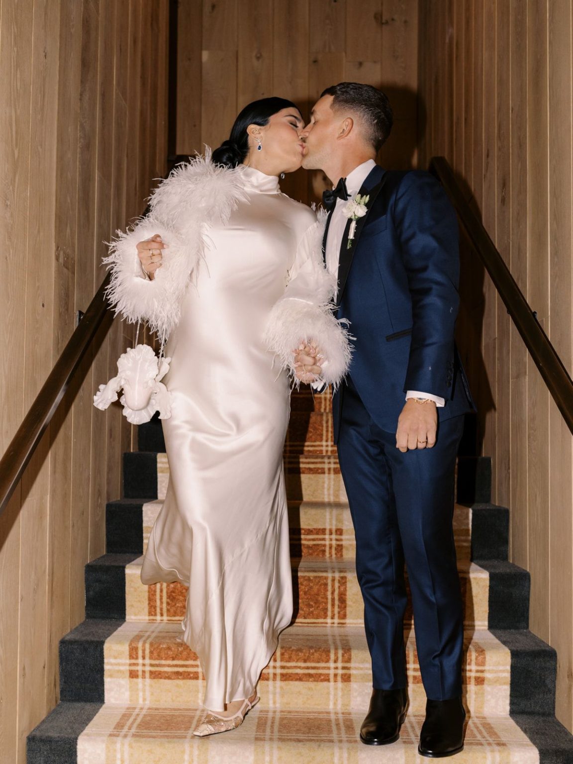 Marisa and Ashton's winter wedding at The St. Regis Aspen: dinner in the Red Room at Catch Steakhouse