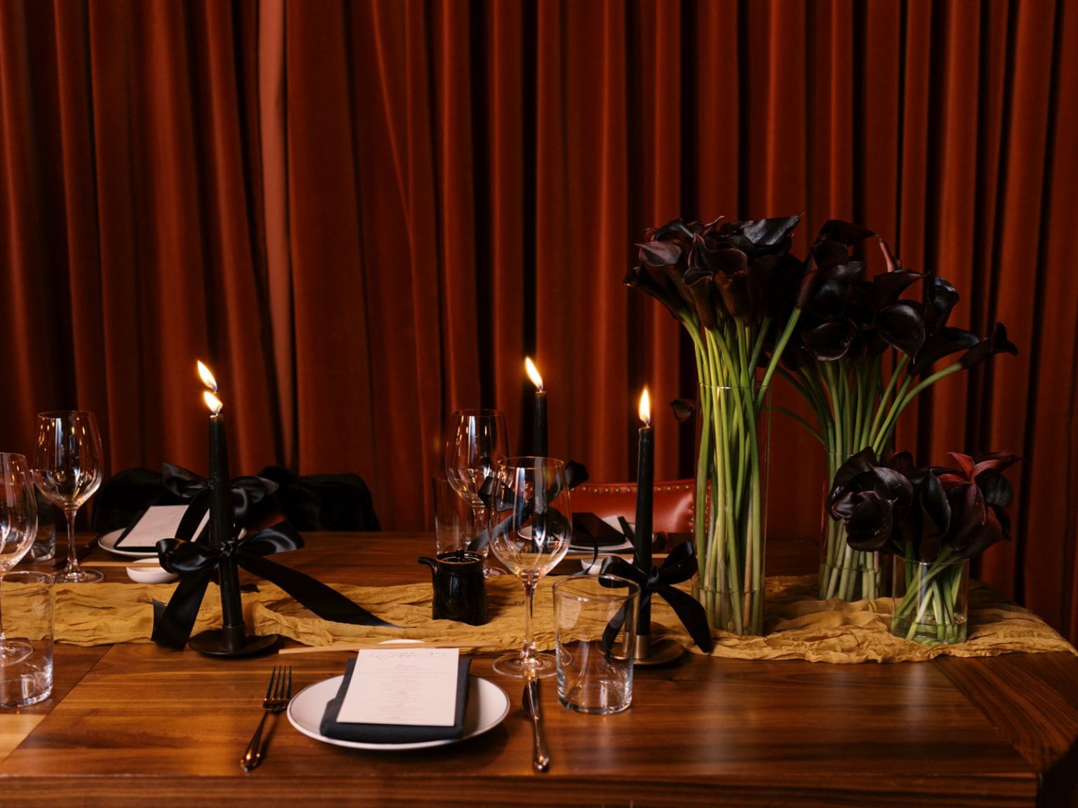 Marisa and Ashton's winter wedding at The St. Regis Aspen: dinner in the Red Room at Catch Steakhouse