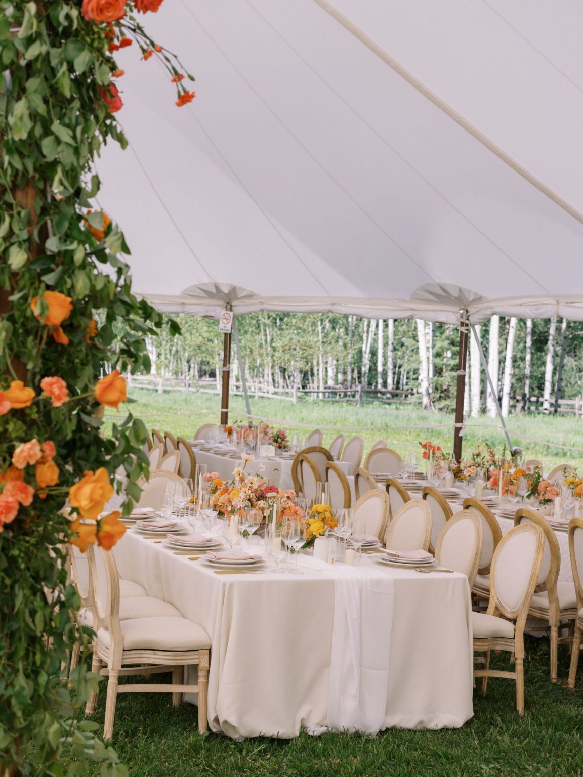 A summer wedding at T Lazy 7 Ranch, Aspen: the reception tent