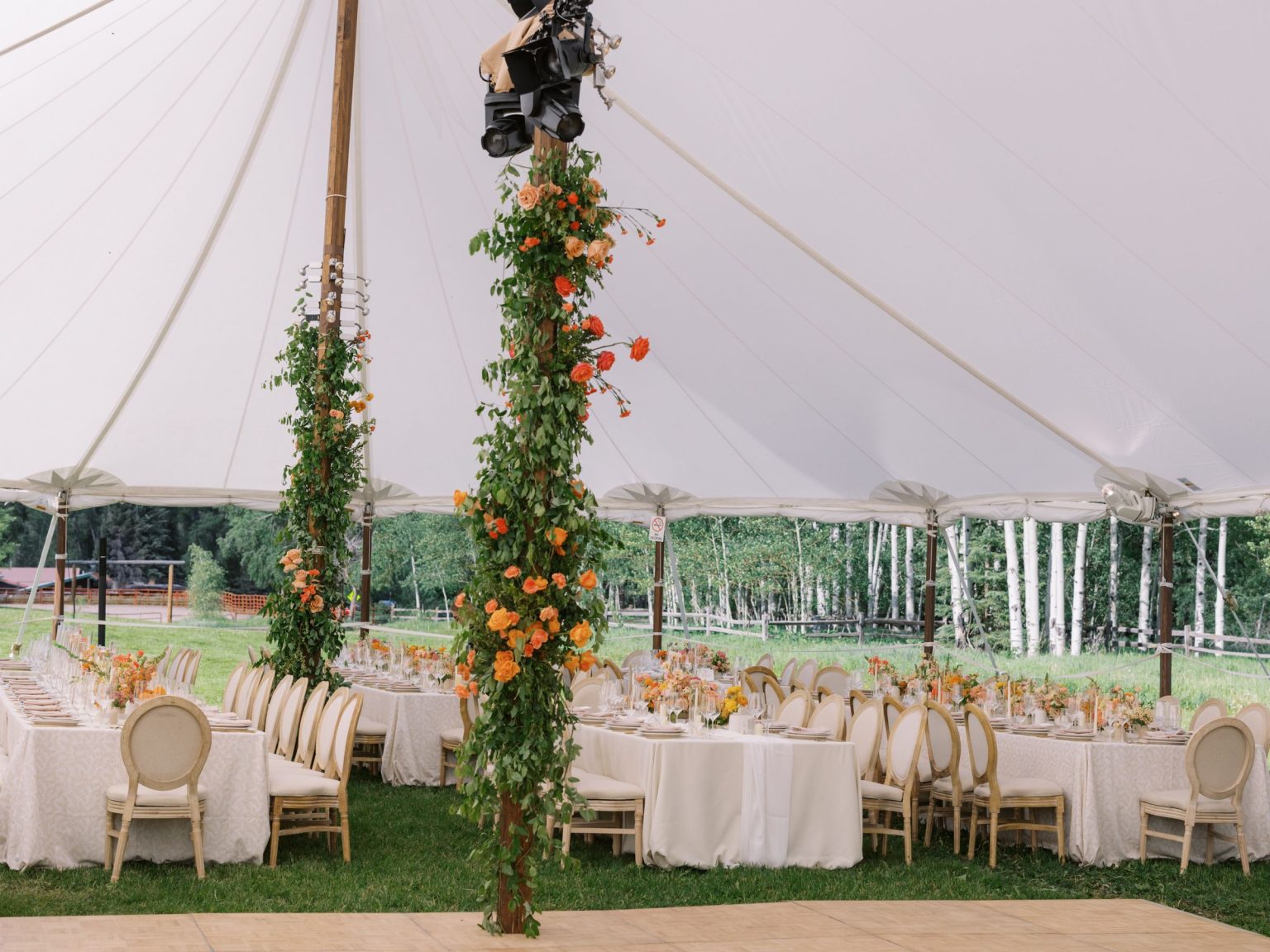 A summer wedding at T Lazy 7 Ranch, Aspen: the reception tent