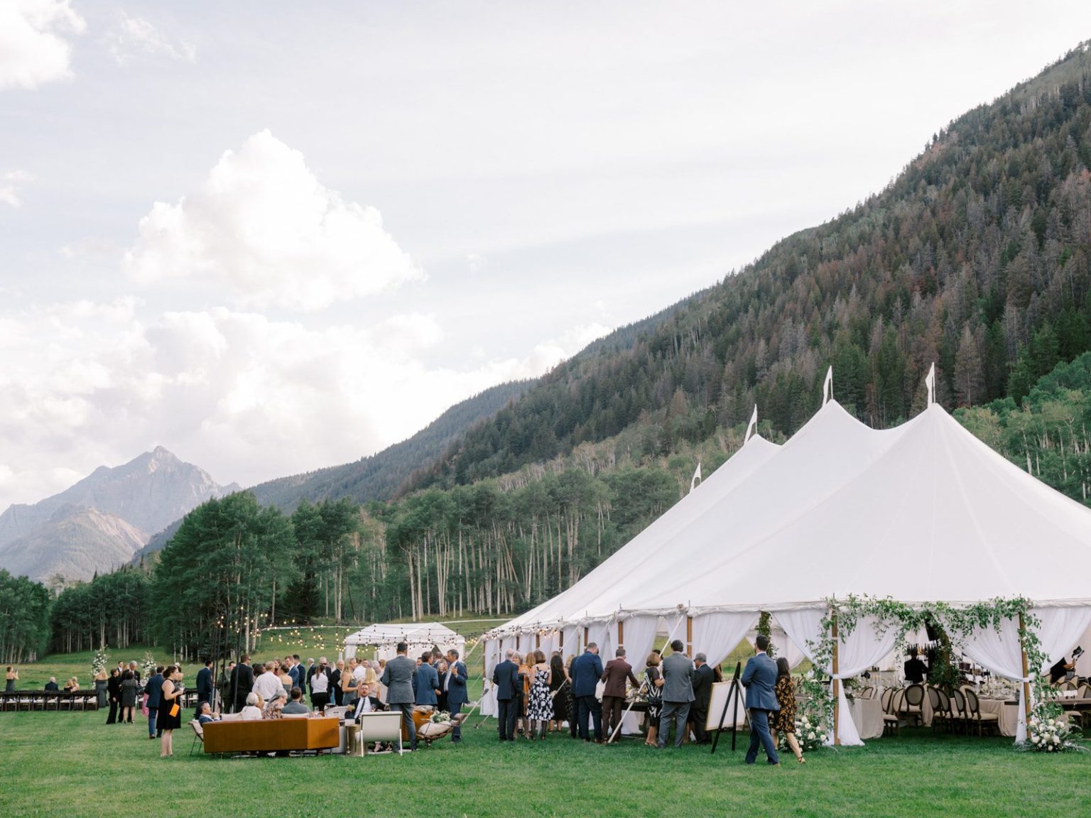 Meredith and Jason's wedding at T Lazy 7 Ranch, Aspen: the sailcloth tent in the valley